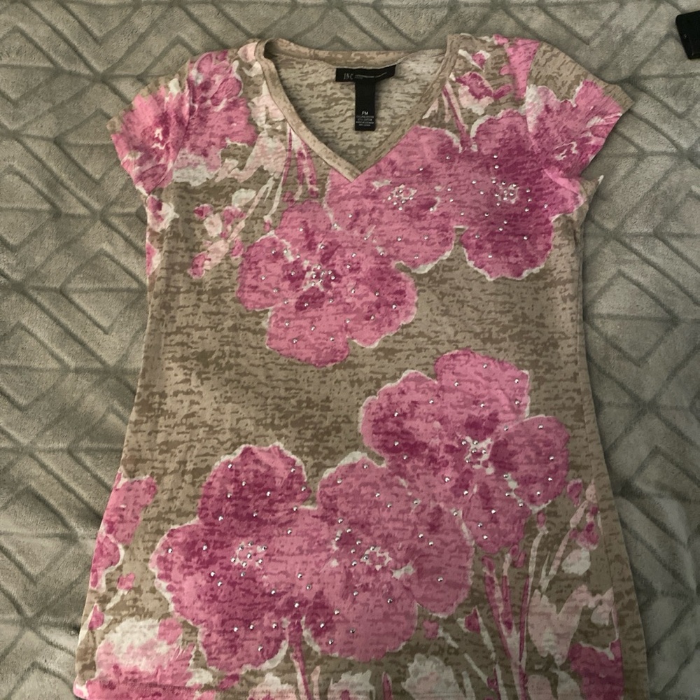 Pink Floral Sequin Top